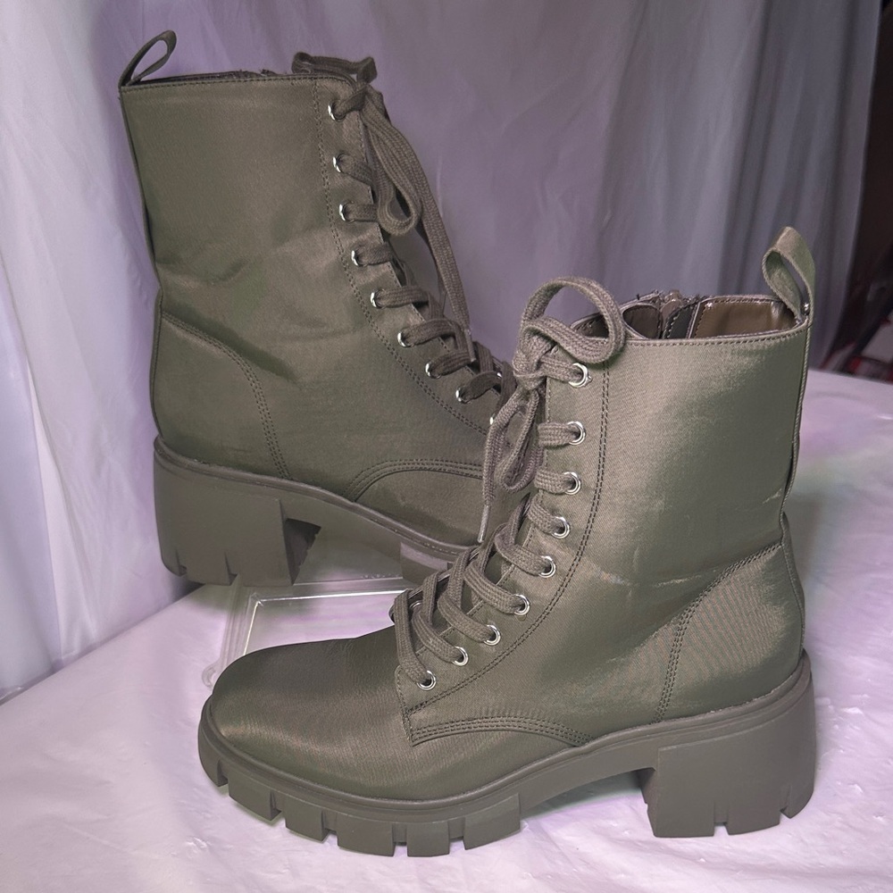 Steve Madden Khaki Lace-Up Combat Boots